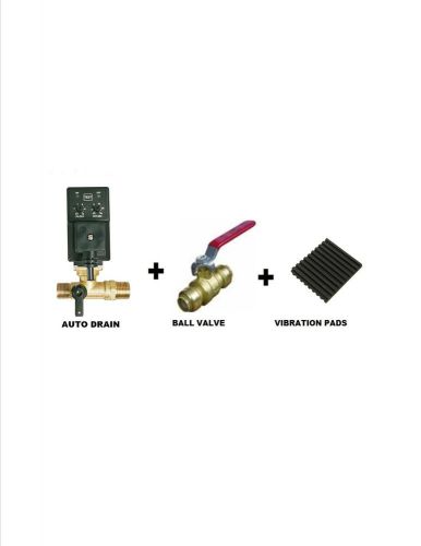 Air compressor accessory/installation kit (auto drain+ball valve+vibration pads for sale