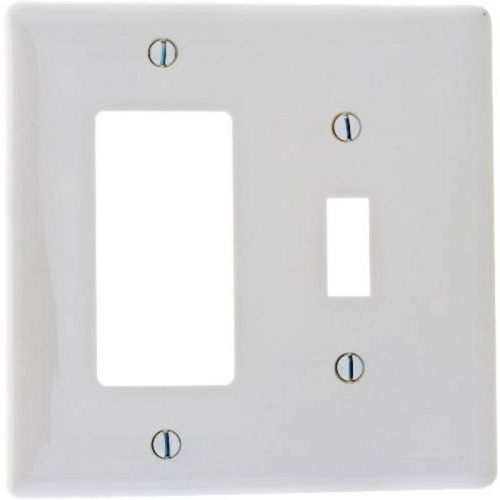 Wallplate Midi Toggle 2-Gang/Receptacle White Hubbell Electrical Products