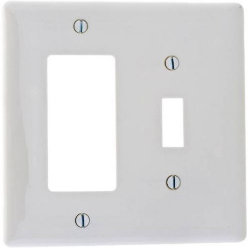 Wallplate Midi Toggle 2-Gang/Receptacle White Hubbell Electrical Products