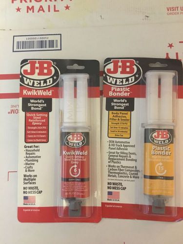 Lot of 2 NEW JB Weld Kwik Weld &amp; Plastic Bonder Adhesive Sealer Epoxy