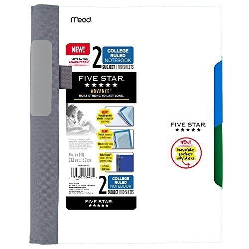 Five star advance spiral notebook-medium size, 2 subject, college ruled, 9.5 x 6 for sale