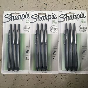 NEW Sharpie Pen Retractable Fine Point Pen, 9 Black Ink Pens