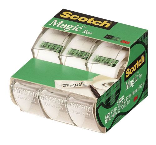 Scotch magic tape 3105 3/4 x 300 inches pack of 3 transparent 3/4 in x 300 for sale