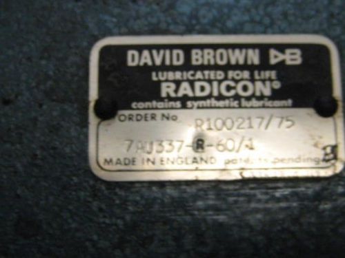 Radicon Speed Reducer , 60:1  Ratio , # R100217/75 , Used