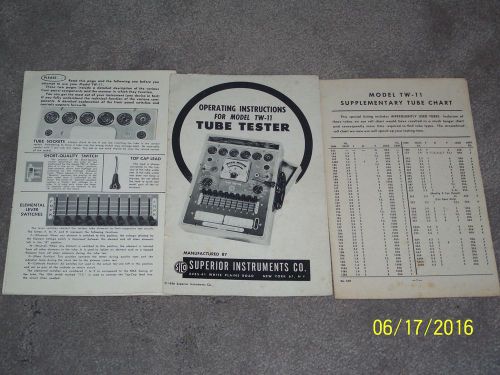 1956 Operating Instructions For Model TW-11 Tube Tester, Superior Instruments Co