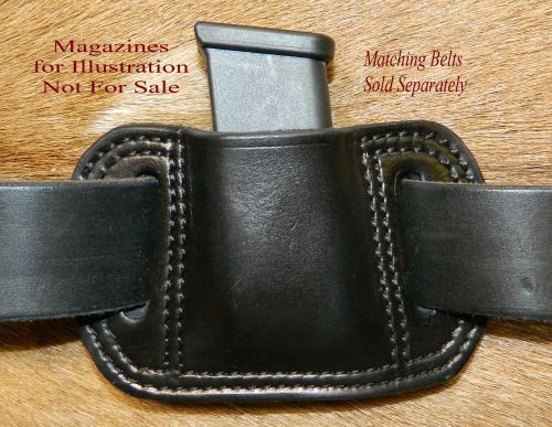 Leather mag pouch for 9mm single stack magazine fits glock 43 mags for sale