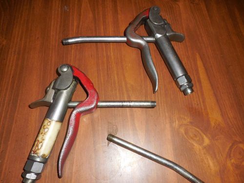 2 alemite 6320-1 &amp; 6320-3 grease control valve guns w/extension 1/4&#034; inlet for sale