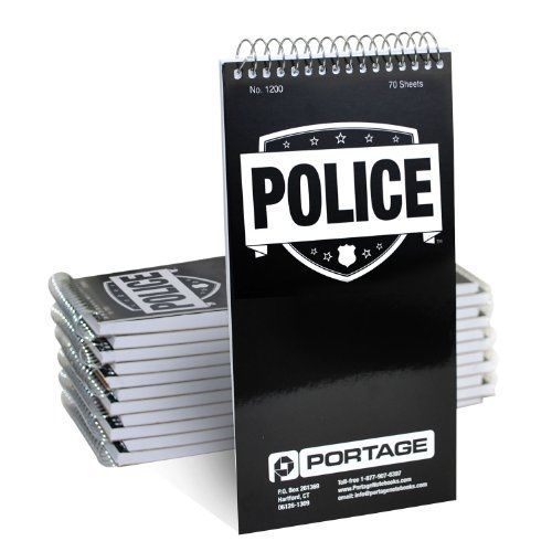 Portage POLICE Notebook | 4&#034; X 8&#034; | Narrow Ruled (12 Pack)