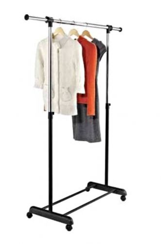 Expandable Garment Rolling Rack Storage Closet Wheels Adjustable Bar Clothes New