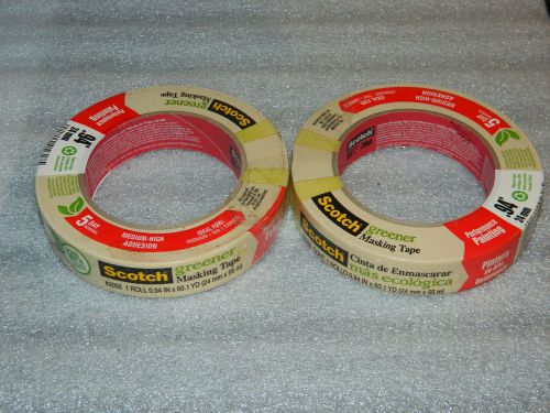 (2) new 3m scotch #2050 greener masking painting tape 1&#034; in x 60 yd rolls .94&#034; for sale
