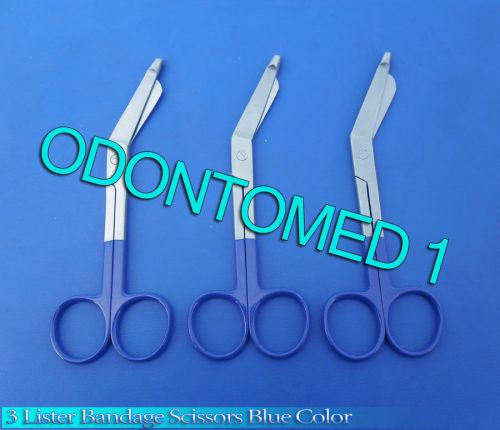 3 Lister Bandage Nurse Scissors - Color Handles(Blue)