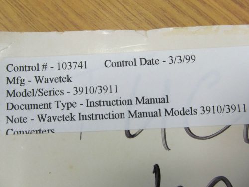 Wavetek 3910/3911 GPIB Converters Instruction Manual w/ Schematics (preliminary)