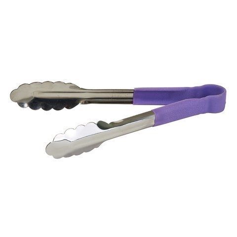 Winco utph-12p, 12-inch stainless steel utility tong with purple handle, allerge for sale
