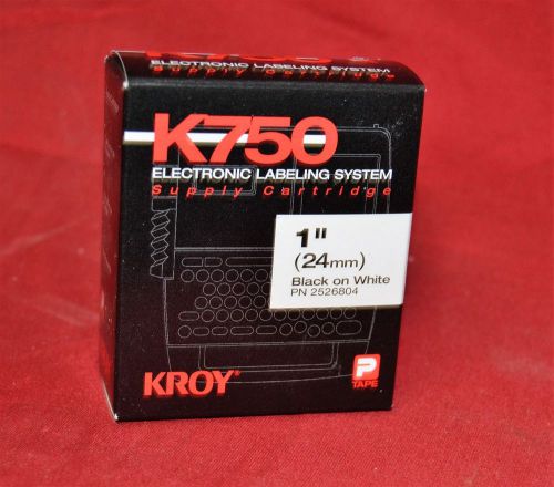 NEW Kroy K750 PN: 2526804 Black on White 1&#034;x26&#039; Supply Cartridge Label Tape  B