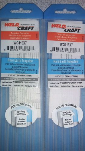 2 BOXES WELDCRAFT RARE EARTH TUNGSTEN 1/16  X  7   WG116X7