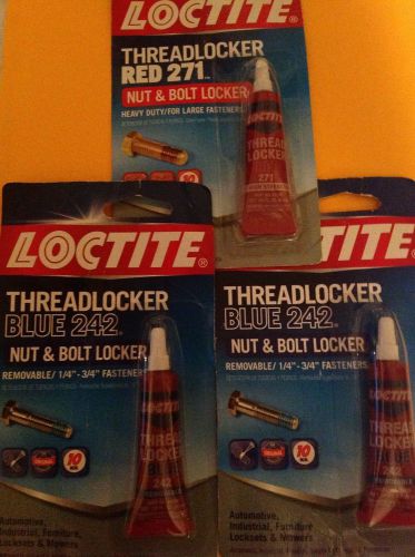 LOCTITE Nut &amp; Bolt Threadlocker 2-Blue 242 1-Blue 271 All 3 New in Orig Pack