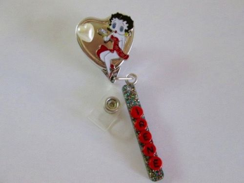 BETTY BOOP HEART PERSONALIZE ID BADGE RETRACT REEL MEDICAL,NURSE,OFFICE,ER, ICU