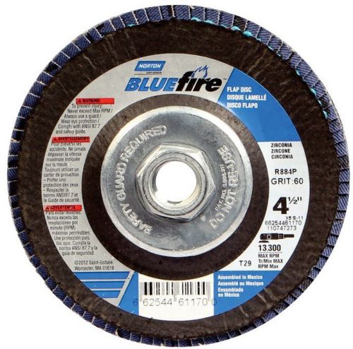 Norton 66254461170 BlueFire Zirconia Flap Disc, 60 Grit