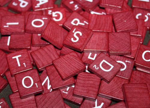 100 Vintage DARK Scrabble Letter Tiles - Wooden Tile Game Pieces, Complete Set
