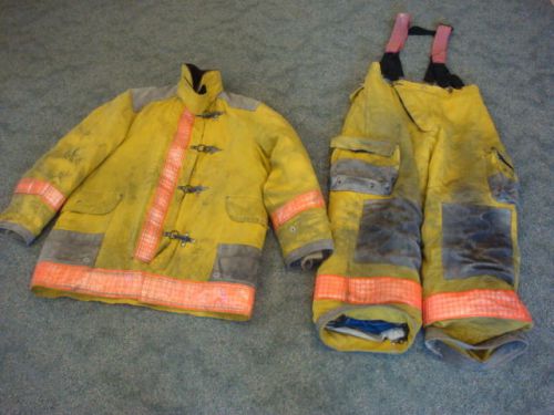 Fireman&#039;s bunker fallout gear firefighting suit coat &amp; pants w/suspenders sz 44 for sale