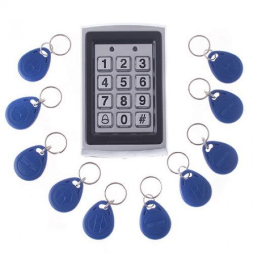 Rfid reader &amp; keypad door access control waterproof ip43 metal case+10pcs keyfob for sale