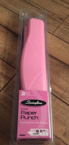 Swingline 3-hole punch, 6 sheets, pink ribbon s7099901 limited edition nwt for sale