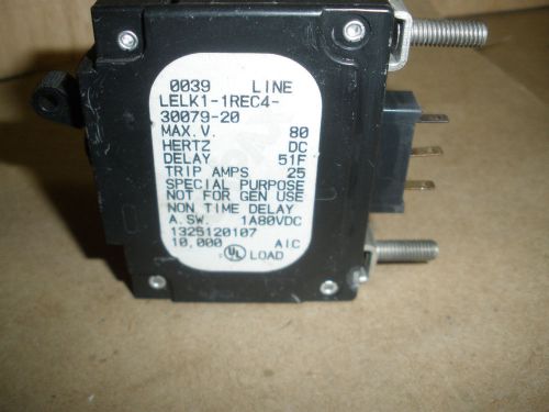 Used airpax 20 amp dc circuit breaker lelk1-1rec4-30079-20 80v 20a 1p for sale