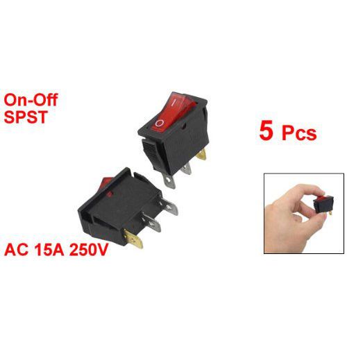 5 pcs Red IllumInated Light On/Off SPST Boat Rocker Switch 15A 250V AC YM