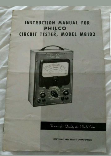Instructions manual for Philco Circuit Tester, Model M8102