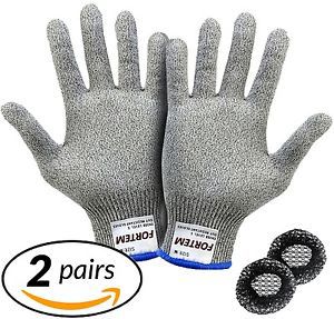 Cut resistant gloves by fortem - 2 pairs - level 5 protection en388 certified... for sale
