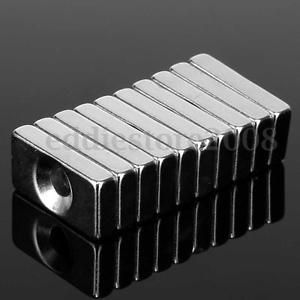 10Pcs Neodymium Countersunk Block 4mm Hole Magnets Rare Earth 20x10x3mm N35 New
