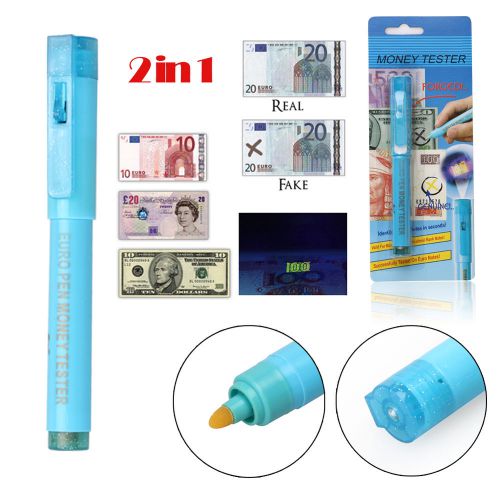 2in1 Counterfeit Money Detector mini Pen Marker Fake Dollar Bill Currency Check