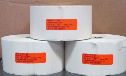 New White Thermal Paper Labels 2100 Count 2.25&#034; X 1.25&#034; Set of 3 Rolls