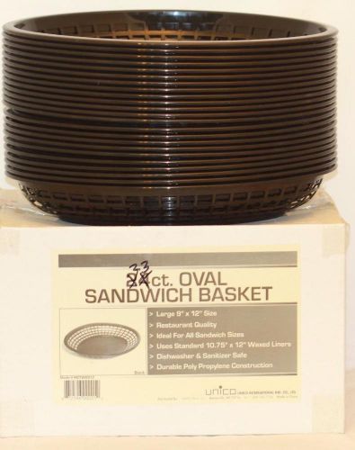 Oval Sandwich Basket 9&#034; X 12&#034; Black Plastic Restaurant Quality MGTW0912 Boxed