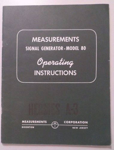 1949 Measurements Corp. Signal Generator Model 80 Operating Instructions