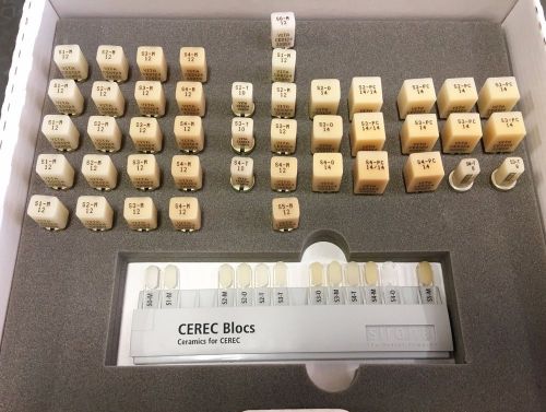 Cerec sirona blocks bloc kit qty 44 w/shade selector |double notch | make offer! for sale