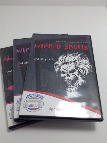 Skulls &amp; Butterflies Printing Designs EPS Vector Clip art Images Set Of 3 CD&#039;s