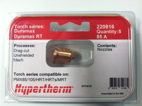 Hypertherm 85A Nozzle 5 pack Powermax 85 &amp; 105 220816 Genuine OEM HRT/MRT