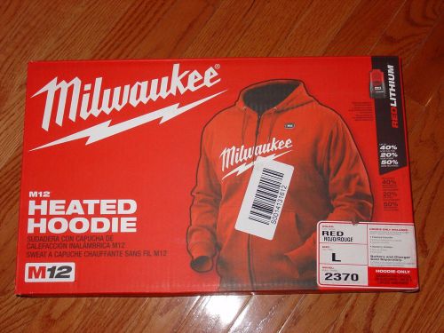 Milwaukee 2370-l m12 red 12-volt polyester heated hoodie - large (tool only) for sale
