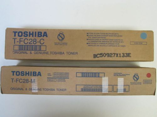 2 New Genuine Sealed Toshiba OEM T-FC28-M &amp; T-FC28-C toner