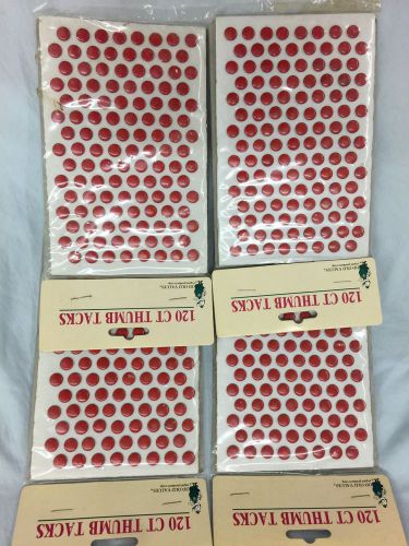 Red thumb tacks - flat head metal - 4 pkgs of 120/pkg = 480 tacks free shipping for sale