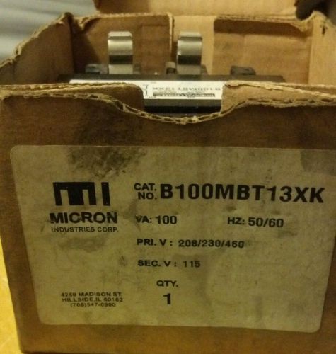 Micron transformer b100mbt13xk 208/230/460-115 new for sale