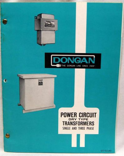 DONGAN ELECTRIC POWER CIRCUIT TRANSFORMERS CATALOG BROCHURE 1963 VINTAGE