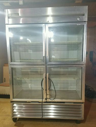 True T-49G-4 Two-Section Glass Half-Door Reach-In Refrigerator