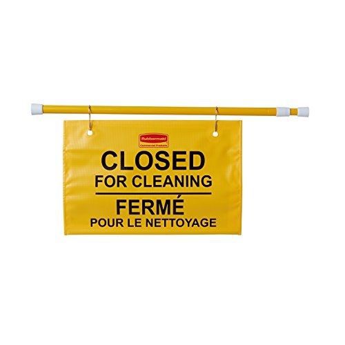 Rubbermaid Commercial Yellow Hanging Site Safety Sign with Multi-Lingual Closed