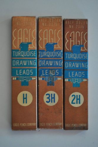 Vintage Eagle Turquoise Drawing Leads in Wood Boxes Drawing Mechanical