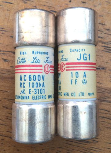 Lot of 2 Cello-Lite JG1 Utsunomiya Electric 10A  600V E-3101 Fuses