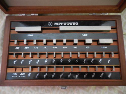 Mitutoyo gage block set code # 516-915 set # be1-35-3 with case 37 piece for sale