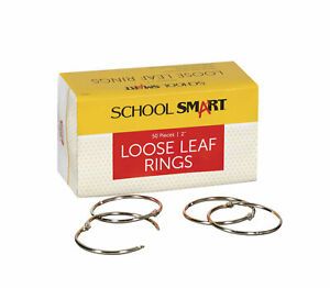 School Smart Loose Leaf Rings, 2 Inches, Nickel Plated Steel, Pack of 50