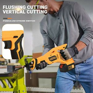 Cordless Electric Reciprocating Saw 4 Blades Wood Metal Cutting Recip Hand Held